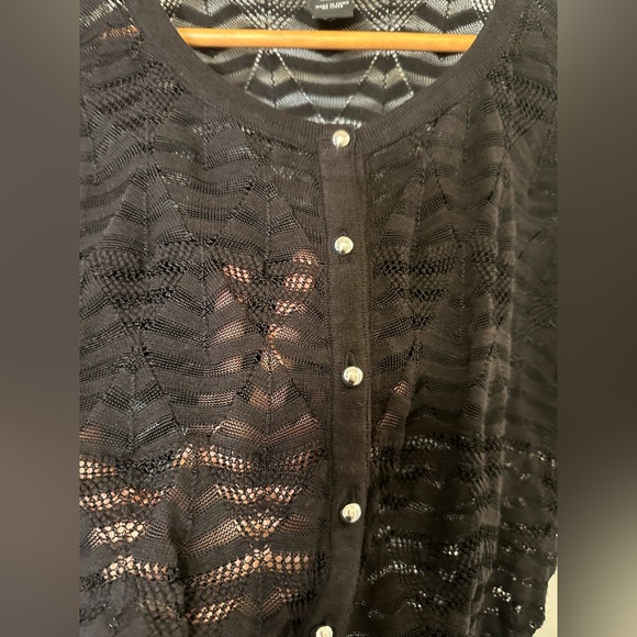 White House Black Market small black sheer cardigan. Silver buttons - Picture 5 of 5